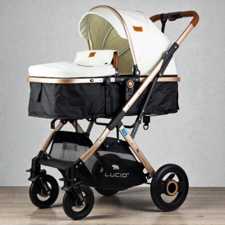 SENA  سترولر بيبى كاريكوت فاخره مزوده بمظله وكفر من الجلد من لوسيد موديل - أبيض