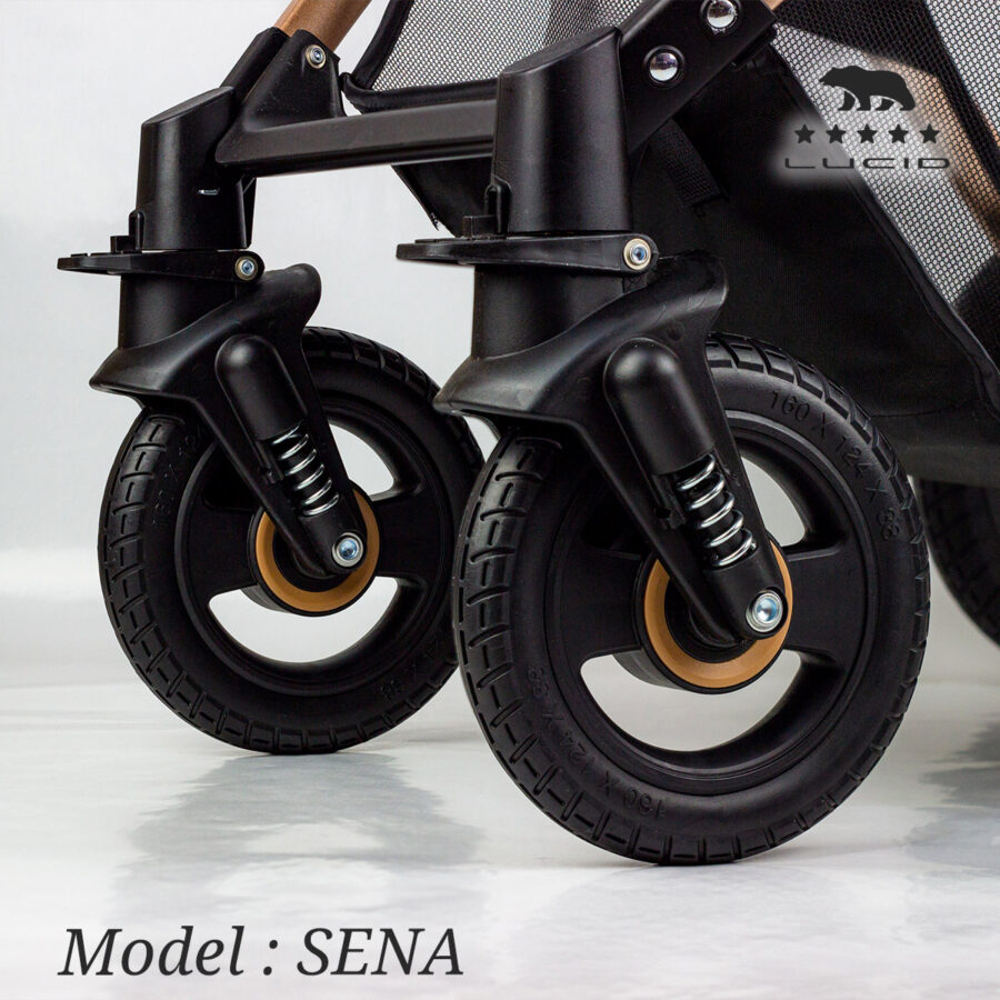 SENA + CS سترولر بيبى كاريكوت وكارسيت فاخره مزوده بمظله وكفر من الجلد من لوسيد موديل - أسود - Image 19