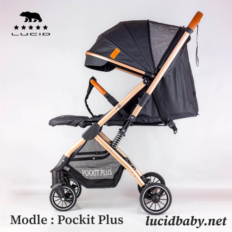 POCKIT PLUS - سترولر بيبى هاندل فاخره مزوده بمظله من الجلد وكفر للبيبى من لوسيد لون أزرق - موديل - Image 11