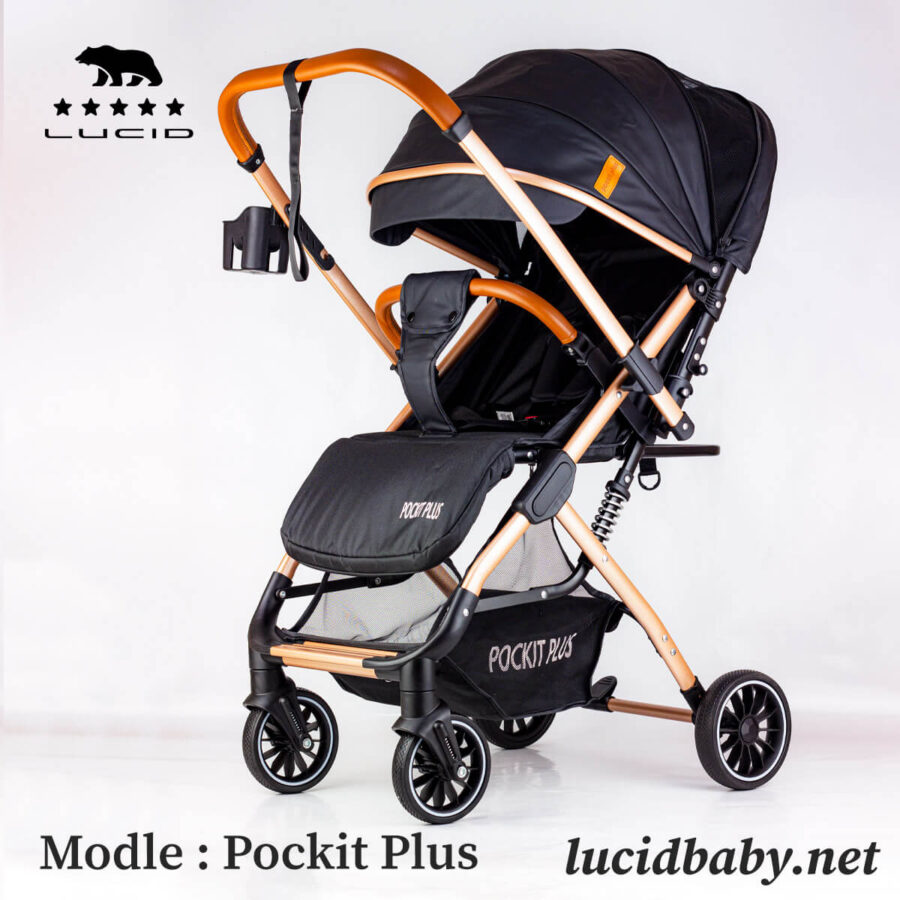 POCKIT PLUS - سترولر بيبى هاندل فاخره مزوده بمظله من الجلد وكفر للبيبى من لوسيد لون اسود - موديل - Image 2