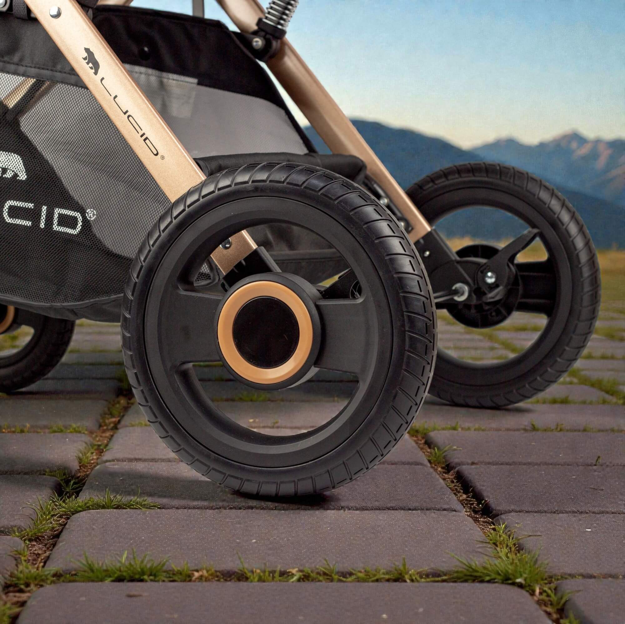 SENA - سترولر بيبى كاريكوت فاخره مزوده بمظله وكفر من الجلد من البراند لوسيد بنى موديل - Image 5