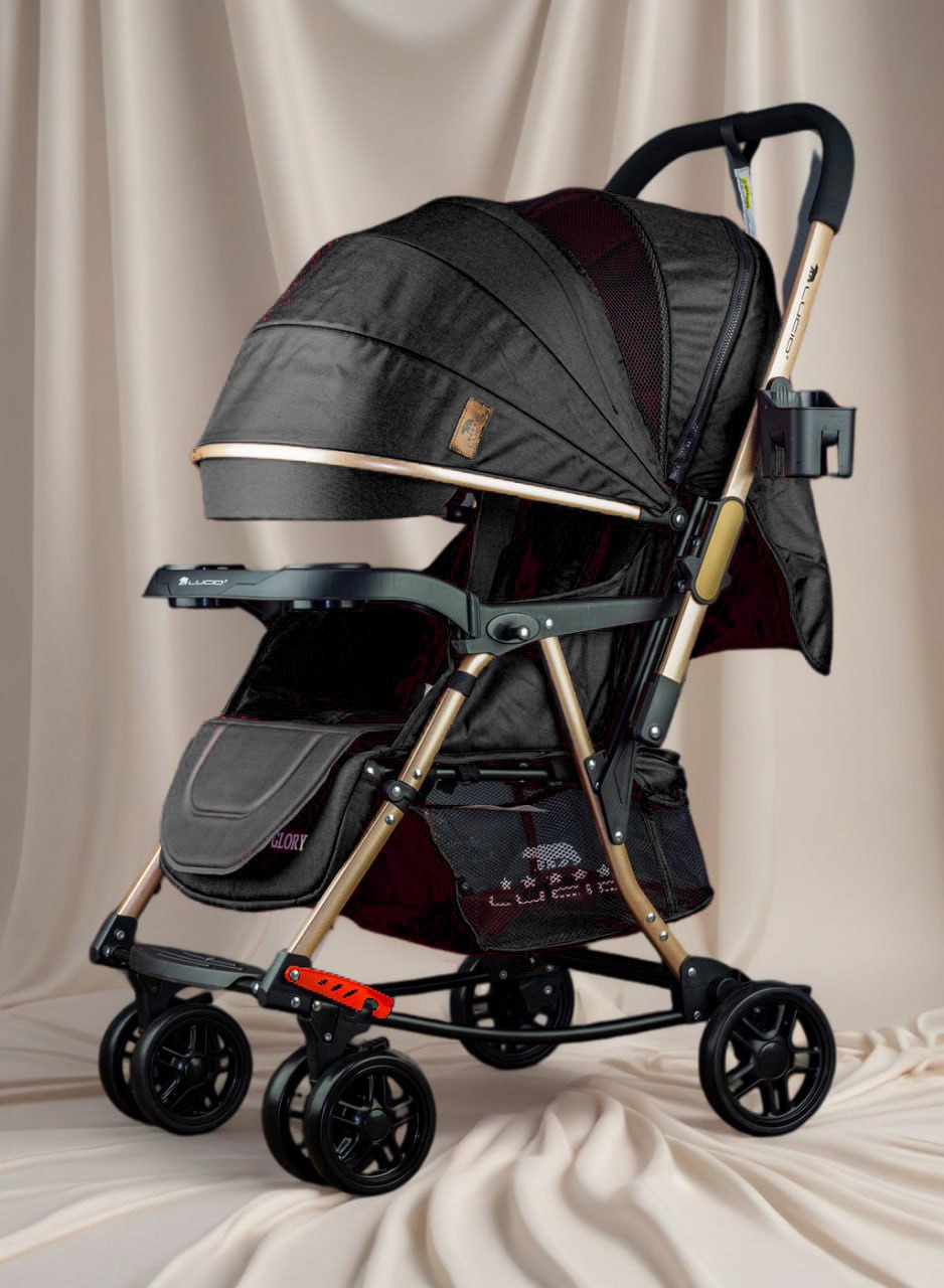 GLORY – سترولر بيبى 3*1 هزاز وثابت فاخره مزوده ببطانه عاليه الكثافه من البراند لوسيد اسود موديل