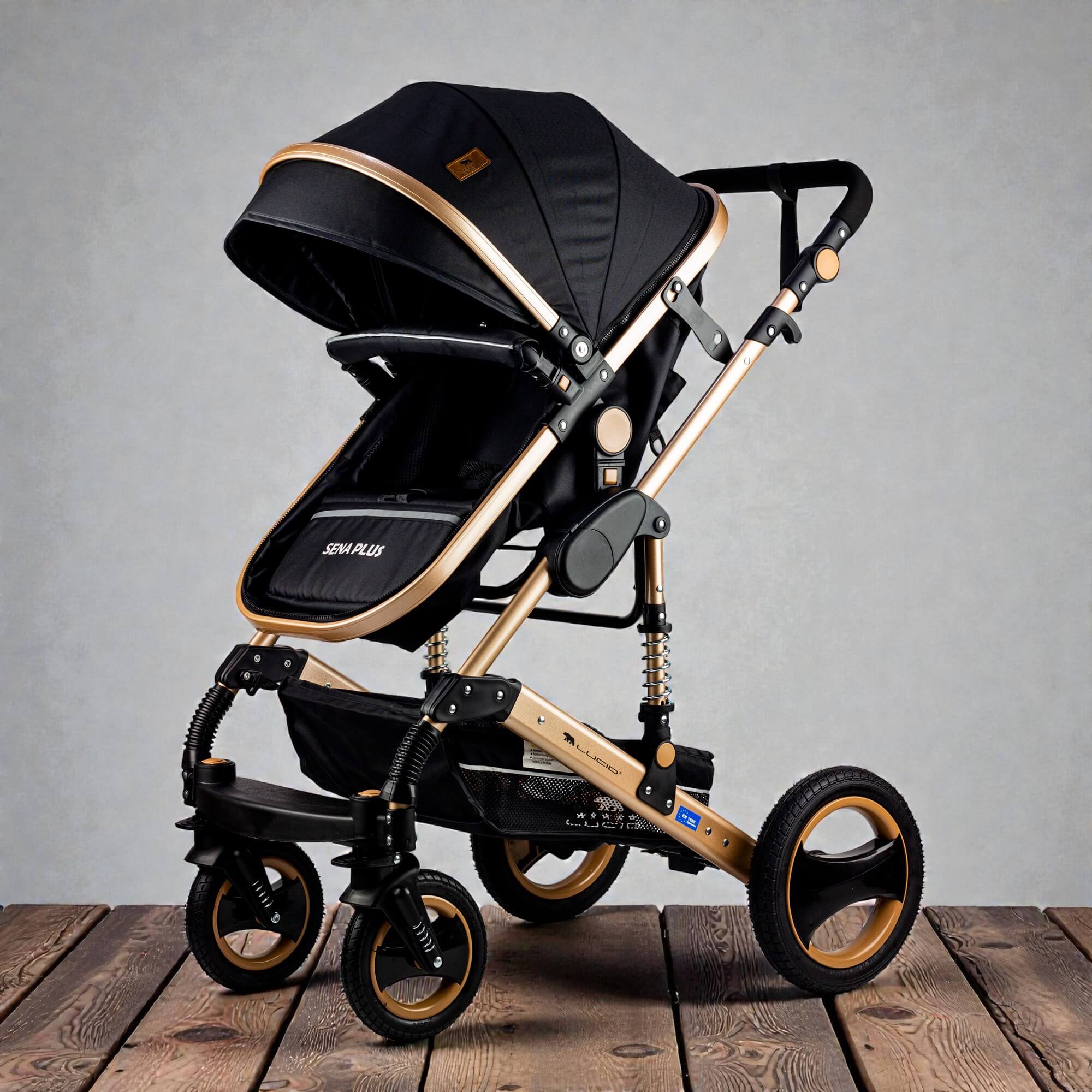 SENA PLUS – سترولر بيبى فاخره كاريكوت الحجم الكبير من لوسيد لون اسود موديل