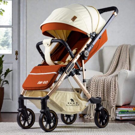 Easy Go – سترولر بيبى فاخره هاندل مزوده باربع عجلات متحركه360 درجه من لوسيد بنى موديل